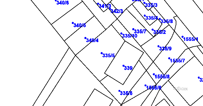 Parcela st. 335/5 v KÚ Zbýšov u Oslavan, Katastrální mapa