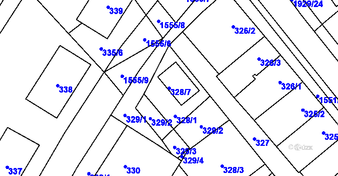 Parcela st. 328/7 v KÚ Zbýšov u Oslavan, Katastrální mapa