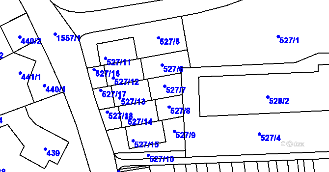 Parcela st. 527/7 v KÚ Zbýšov u Oslavan, Katastrální mapa
