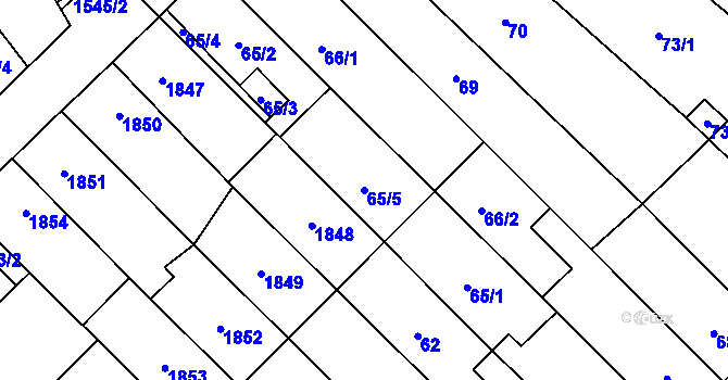 Parcela st. 65/5 v KÚ Zbýšov u Oslavan, Katastrální mapa