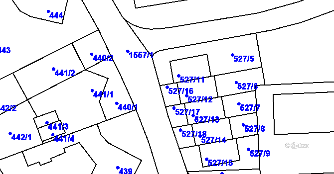 Parcela st. 527/16 v KÚ Zbýšov u Oslavan, Katastrální mapa