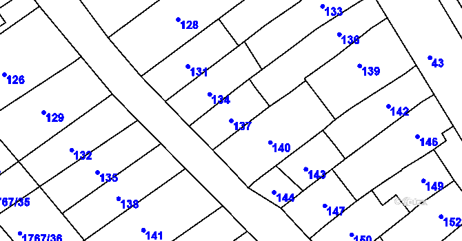 Parcela st. 137 v KÚ Zbýšov, Katastrální mapa