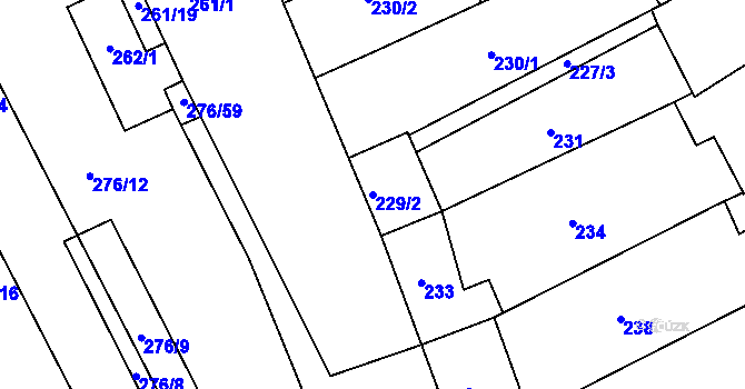 Parcela st. 229/2 v KÚ Zbýšov, Katastrální mapa