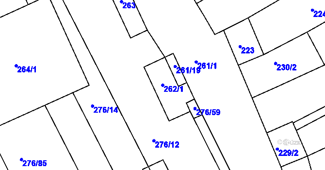 Parcela st. 262/1 v KÚ Zbýšov, Katastrální mapa