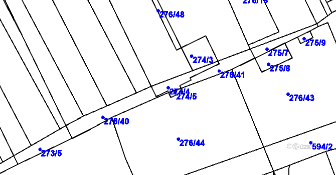 Parcela st. 274/4 v KÚ Zbýšov, Katastrální mapa