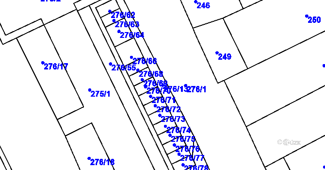 Parcela st. 276/13 v KÚ Zbýšov, Katastrální mapa