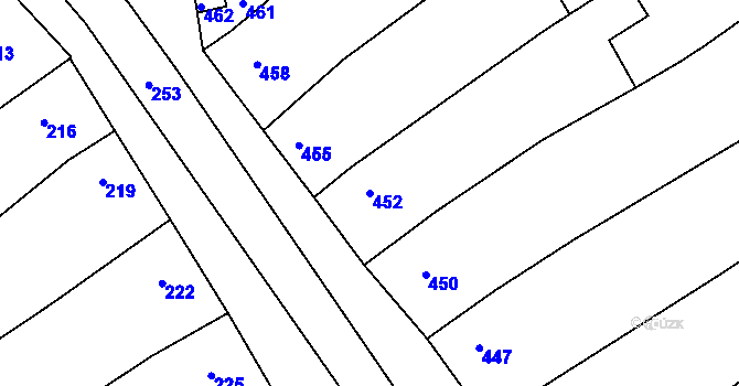 Parcela st. 452 v KÚ Zbýšov, Katastrální mapa