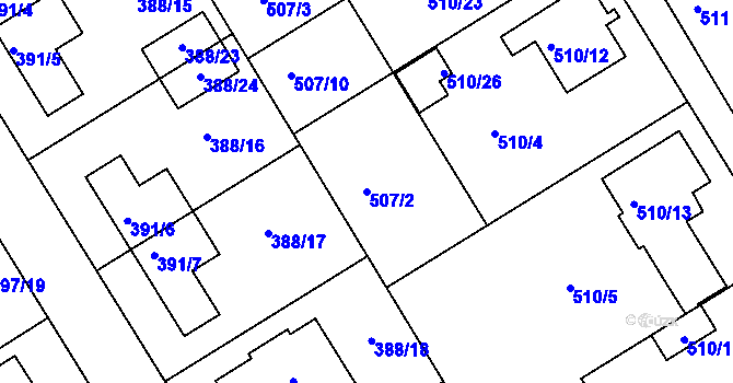 Parcela st. 507/2 v KÚ Zbýšov, Katastrální mapa