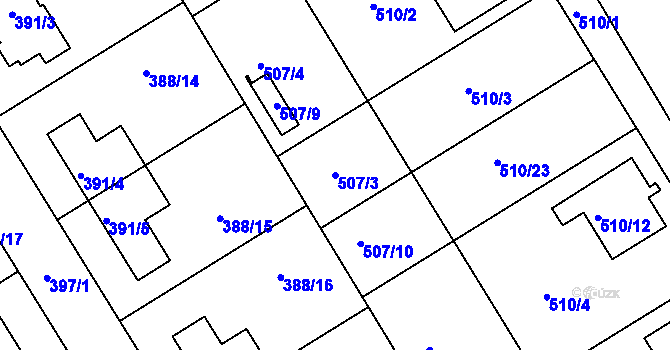 Parcela st. 507/3 v KÚ Zbýšov, Katastrální mapa