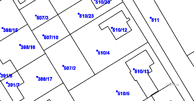 Parcela st. 510/4 v KÚ Zbýšov, Katastrální mapa
