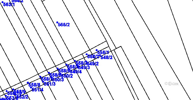 Parcela st. 558/1 v KÚ Zbýšov, Katastrální mapa