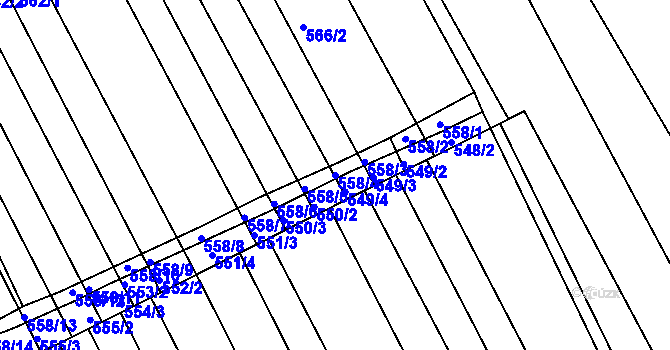 Parcela st. 558/4 v KÚ Zbýšov, Katastrální mapa