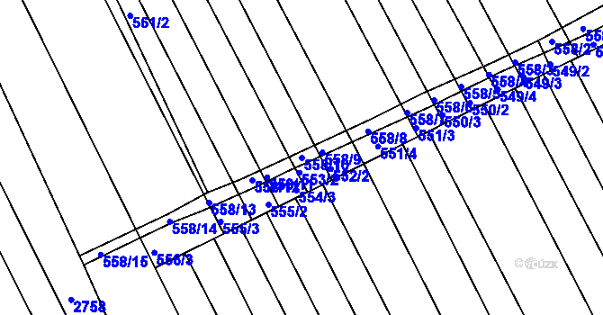 Parcela st. 558/10 v KÚ Zbýšov, Katastrální mapa