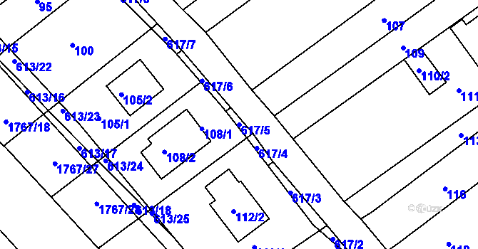 Parcela st. 617/5 v KÚ Zbýšov, Katastrální mapa