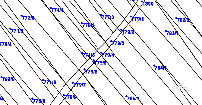 Parcela st. 779/4 v KÚ Zbýšov, Katastrální mapa