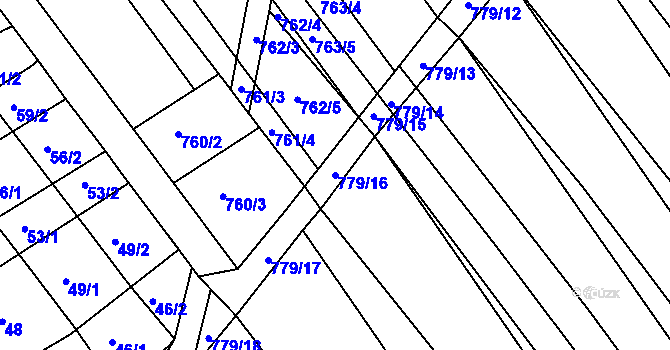Parcela st. 779/16 v KÚ Zbýšov, Katastrální mapa