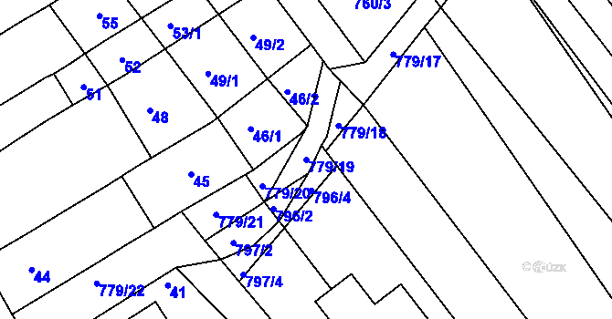 Parcela st. 779/19 v KÚ Zbýšov, Katastrální mapa