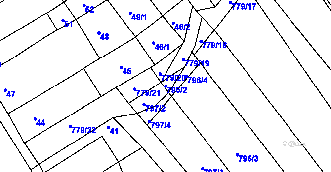 Parcela st. 796/2 v KÚ Zbýšov, Katastrální mapa