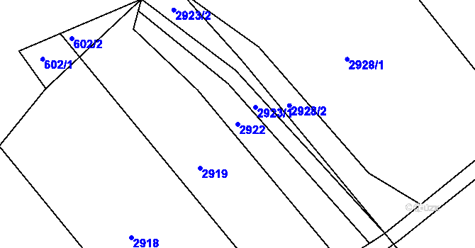 Parcela st. 2922 v KÚ Zbýšov, Katastrální mapa