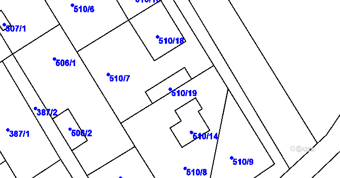 Parcela st. 510/19 v KÚ Zbýšov, Katastrální mapa