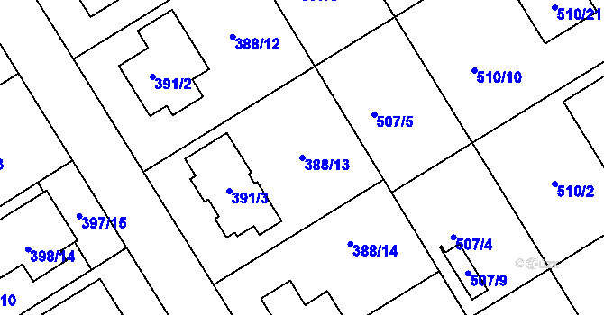 Parcela st. 388/13 v KÚ Zbýšov, Katastrální mapa