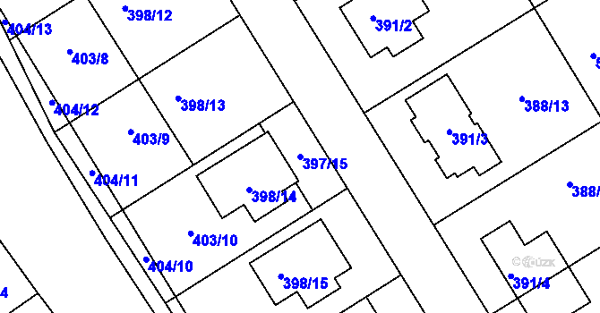 Parcela st. 397/15 v KÚ Zbýšov, Katastrální mapa