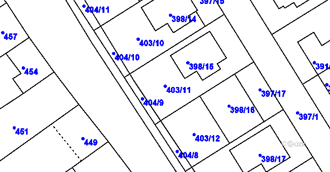 Parcela st. 403/11 v KÚ Zbýšov, Katastrální mapa
