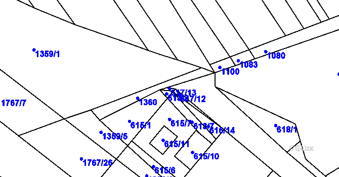 Parcela st. 617/13 v KÚ Zbýšov, Katastrální mapa