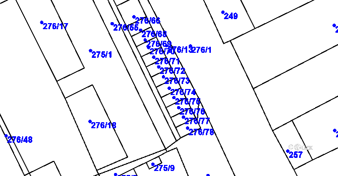 Parcela st. 276/74 v KÚ Zbýšov, Katastrální mapa