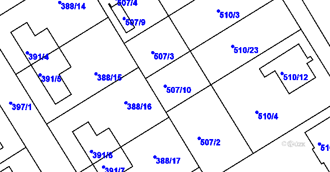 Parcela st. 507/10 v KÚ Zbýšov, Katastrální mapa