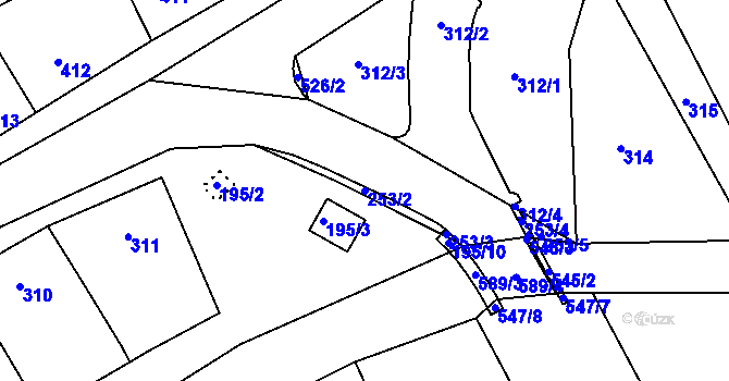 Parcela st. 253/2 v KÚ Zbýšov, Katastrální mapa