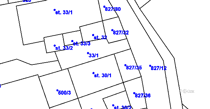 Parcela st. 30/1 v KÚ Koryto, Katastrální mapa