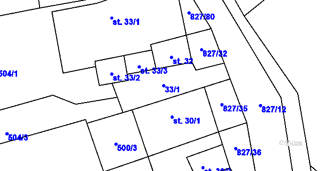 Parcela st. 33/1 v KÚ Koryto, Katastrální mapa