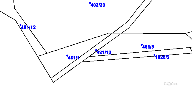 Parcela st. 481/10 v KÚ Koryto, Katastrální mapa