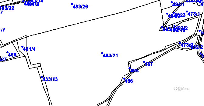 Parcela st. 483/21 v KÚ Koryto, Katastrální mapa