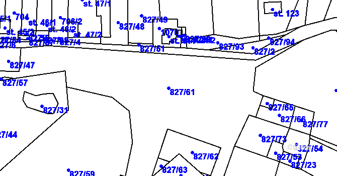 Parcela st. 827/61 v KÚ Koryto, Katastrální mapa