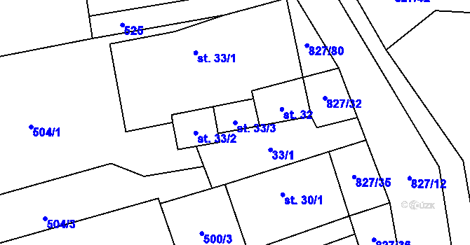 Parcela st. 33/3 v KÚ Koryto, Katastrální mapa