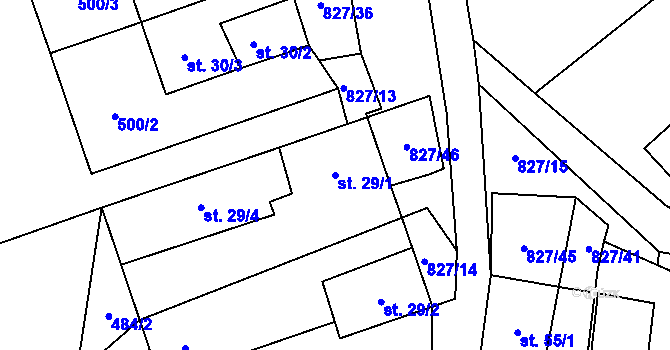 Parcela st. 29/1 v KÚ Koryto, Katastrální mapa