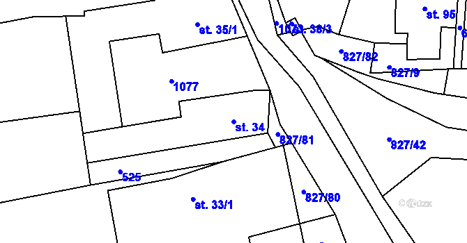 Parcela st. 34 v KÚ Koryto, Katastrální mapa