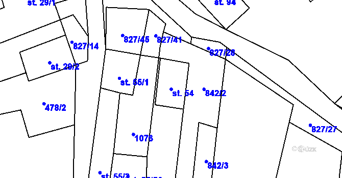 Parcela st. 54 v KÚ Koryto, Katastrální mapa