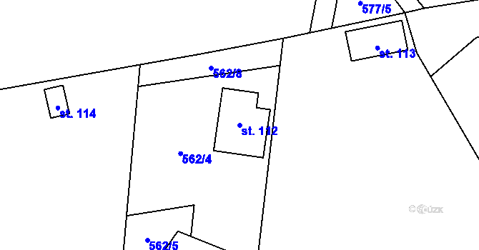 Parcela st. 112 v KÚ Koryto, Katastrální mapa