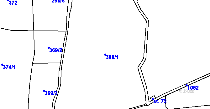 Parcela st. 308/1 v KÚ Koryto, Katastrální mapa