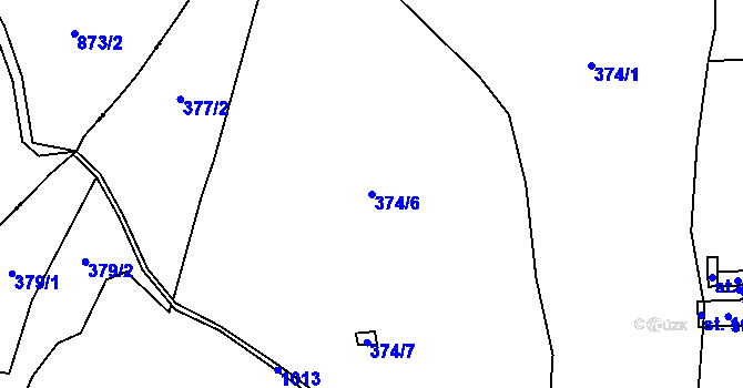 Parcela st. 374/6 v KÚ Koryto, Katastrální mapa