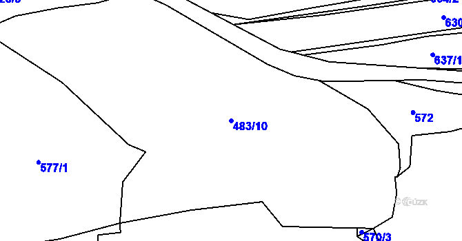 Parcela st. 483/10 v KÚ Koryto, Katastrální mapa