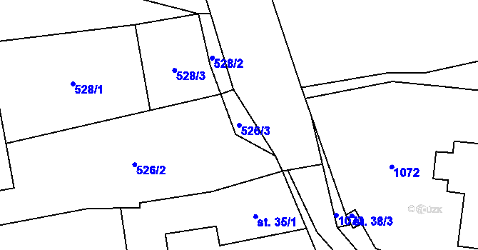 Parcela st. 526/3 v KÚ Koryto, Katastrální mapa