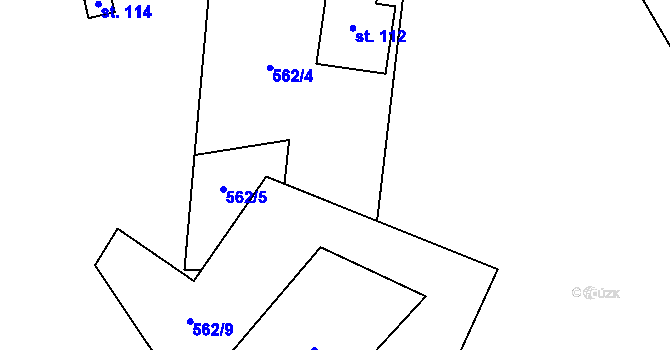Parcela st. 562/6 v KÚ Koryto, Katastrální mapa