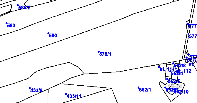 Parcela st. 578/1 v KÚ Koryto, Katastrální mapa