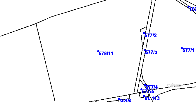 Parcela st. 578/11 v KÚ Koryto, Katastrální mapa