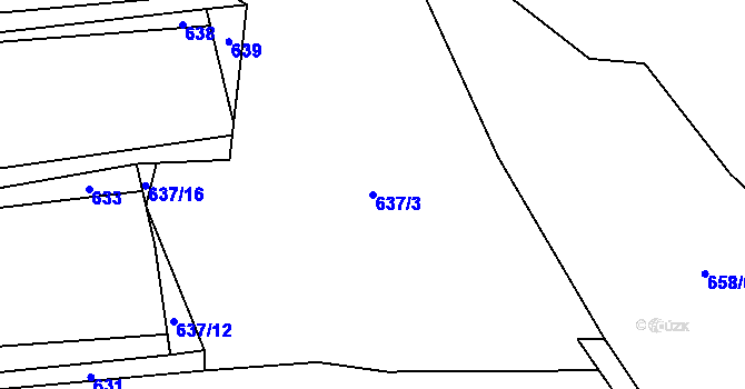Parcela st. 637/3 v KÚ Koryto, Katastrální mapa
