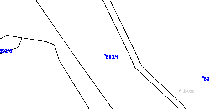 Parcela st. 693/1 v KÚ Koryto, Katastrální mapa